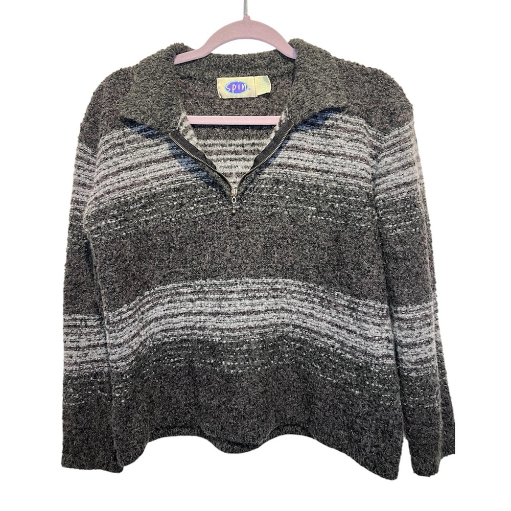 Vintage‎ 90’s Spin Quarter Zip Striped Comfy Sweater / M